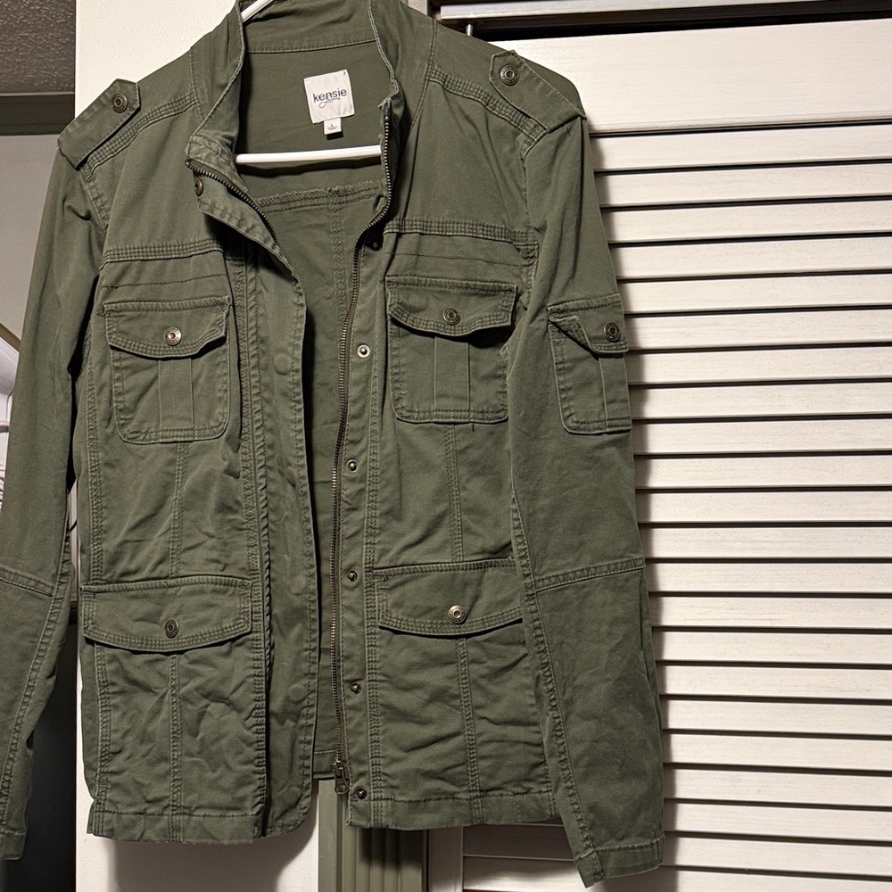 kensie Womans Olive Green Military Field Jacket